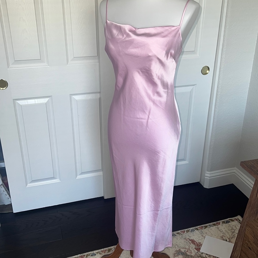 Express satin crowl neck slip dress